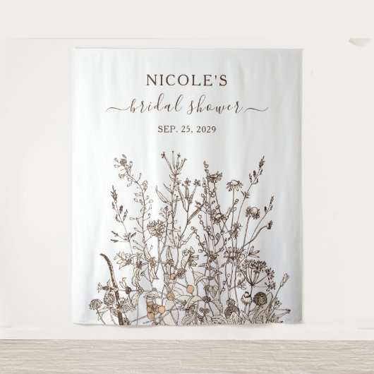 Landelijke wilde bloemen bruids douche achterwand wandkleed (Voorkant)