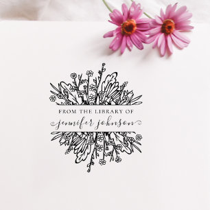 Landelijke Wilde Bloemen Elegante Wispelturige Bib Rubberstempel