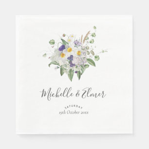 Landelijke Wilde Bloemen Groene Posy Bruiloft Servet