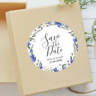 Landelijke Wilde Bloemen Kleurrijke Trouwkaart Ops Ronde Sticker