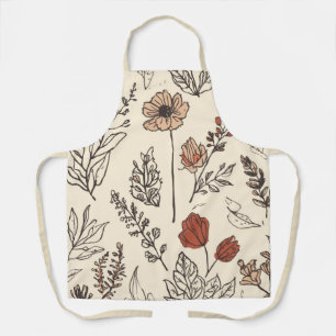 Landelijke Wilde Bloemen Vintage Botanische Schets Schort