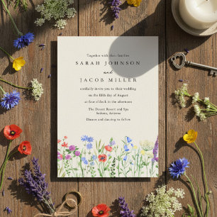 Landelijke Wilde Bloemen Weide Trouwuitnodiging Kaart