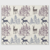 Landelijke Winterbomen En Herten Cadeaupapier (Vlak)