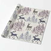 Landelijke Winterbomen En Herten Cadeaupapier (Uitgerold)