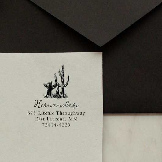 Landelijke Woestijn Cacti Script Retouradres Rubberstempel