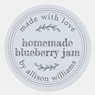 Landelijke zelfgemaakte bosbessengelei in blik Pas Ronde Sticker