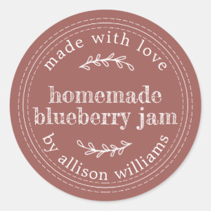 Landelijke zelfgemaakte bosbessengelei inmaken paa ronde sticker