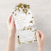 Landelijke zomerse wilde bloemen & Madeliefjes din All In One Uitnodiging (Afscheurbaar)