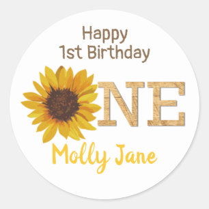 Landelijke Zonnebloem 1e Verjaardag Ronde Sticker