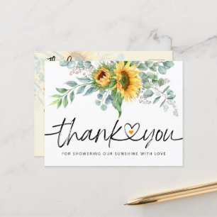 Landelijke Zonnebloem Eucalyptus Baby Shower Dankj Briefkaart