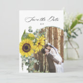 landelijke zonnebloem eucalyptus save the date kaa (Staand voorkant)