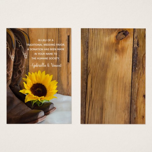 Landelijke Zonnebloem Weddenschap Kaart (Voorkant /achterkant)