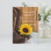 Landelijke Zonnebloem Westerne Bieden RSVP Reactie Kaartje (Staand voorkant)