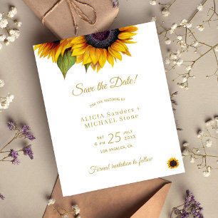 Landelijke zonnebloemen BUDGET save the date bruil
