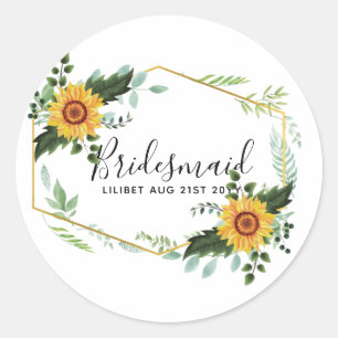 Landelijke Zonnebloemen Groene Huwelijksbudget Ronde Sticker