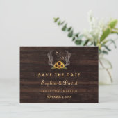 Landelijke Zonnebloemen met Geweien Save the Date (Staand voorkant)