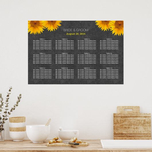 Landelijke zonnebloempitten voor bruiloft poster (Keuken)