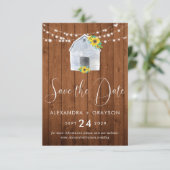 Landelijke Zonnekraam Schuur Lichtslingers Save The Date (Staand voorkant)