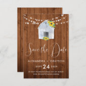 Landelijke Zonnekraam Schuur Lichtslingers Save The Date (Voorkant / Achterkant)