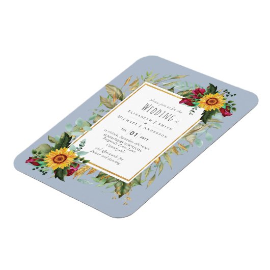 Landelijke Zonneschappen Burgundyrozen Bruiloft Magneet (Linkerzijde)