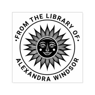 Landelijke zonnestralen met gezicht #2 bibliotheek zelfinktende stempel