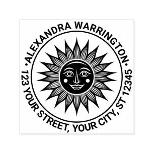 Landelijke zonnestralen met gezicht #2 naam retour zelfinktende stempel