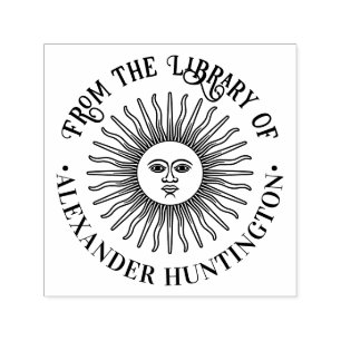 Landelijke zonnestralen met gezichts bibliotheek b zelfinktende stempel