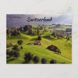 Landelijke zonsondergang in Luzern Zwitserland Briefkaart