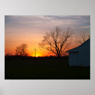Landelijke zonsondergang poster