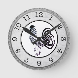 Landelijke Zwarte Haan Ronde Wandklok Klok