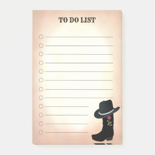 Landelijke zwarte laarzen en hoed Takenlijst Post- Post-it® Notes