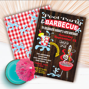 Landelijke zwembad- en BBQ-feestuitnodigingen Kaart