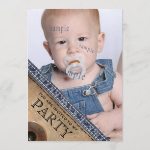 Landenblauw Jean Denim Style Birthday Party Kaart