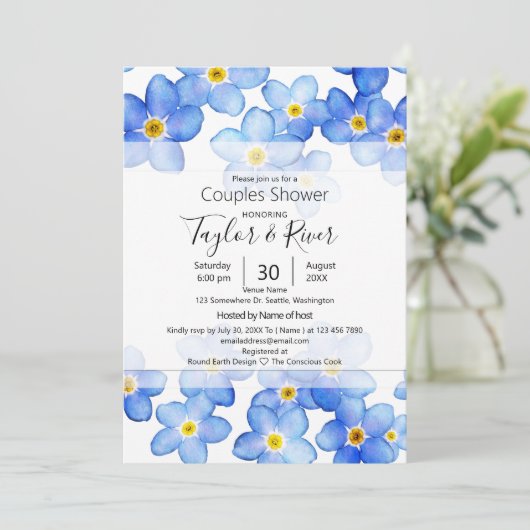Landenblauw-vergeet-me-nots-koppels — Shower Kaart (Staand voorkant)