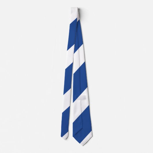 Landenblauwe en witte brede streep stropdas (Achterkant)