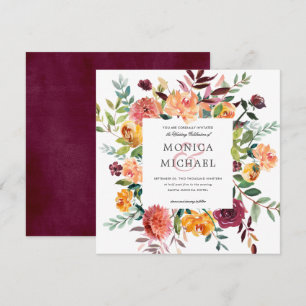 Landenblok Autumn Botanical Lijst Wedding Kaart