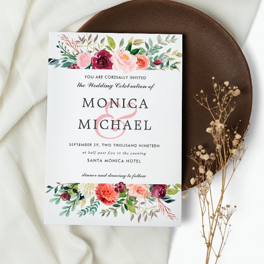 Landenblok | Autumn Flowers Chic Wedding Kaart