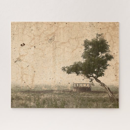 Landenbomen Rustisch Vintage Antiek beige Boerderi Legpuzzel (Horizontaal)