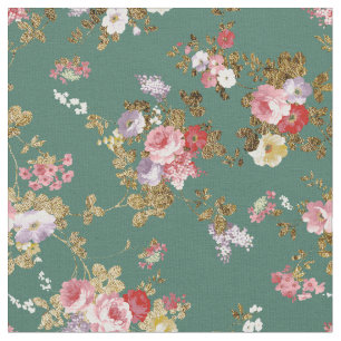 Landenchic forest green roze goureuze elegant flor stof