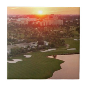 Landenclub bij zonsondergang, Aventura, Florida Tegeltje