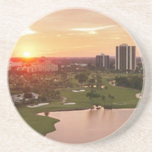 Landenclub bij zonsondergang, Aventura, Florida Zandsteen Onderzetter