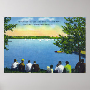 Landenclub Uitzicht Sailboat Regatta op Lake Poster