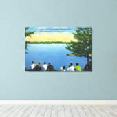 Landenclub-Uitzicht van het Sailboot Regatta op he Canvas Afdruk (Insitu (Houten vloer))