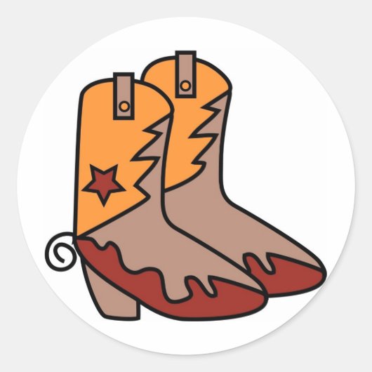 Landencowboy Boots Ronde Sticker (Voorkant)