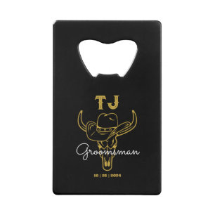Landencowboy - speciaal Groomsmen - Monogram Kredietkaart Flessenopener