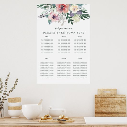 Landenfloraal waterverf poster (Keuken)