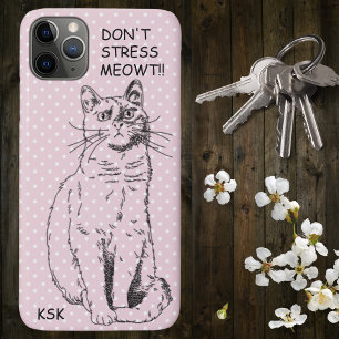 Landenkat Stress MEOWT Pink Polka Dot niet iPhone 11 Pro Max Hoesje