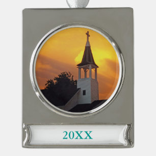 Landenkerk Verzilverd Banner Ornament