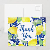 Landenlogo's en Blauwe Floral Bedankt voor het scr Briefkaart (Voorkant / Achterkant)