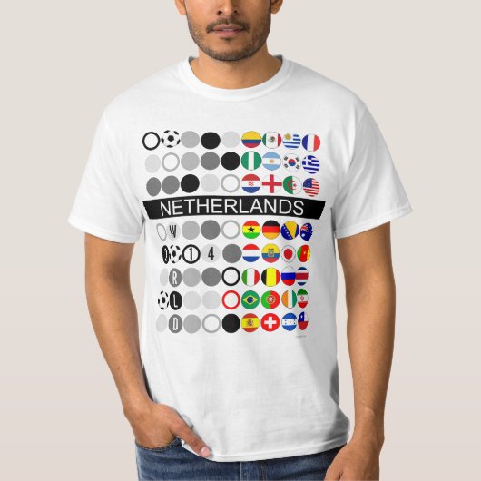 Landennaam wereldvoetbalvlaggen T-Shirt aanpassen (Voorkant)